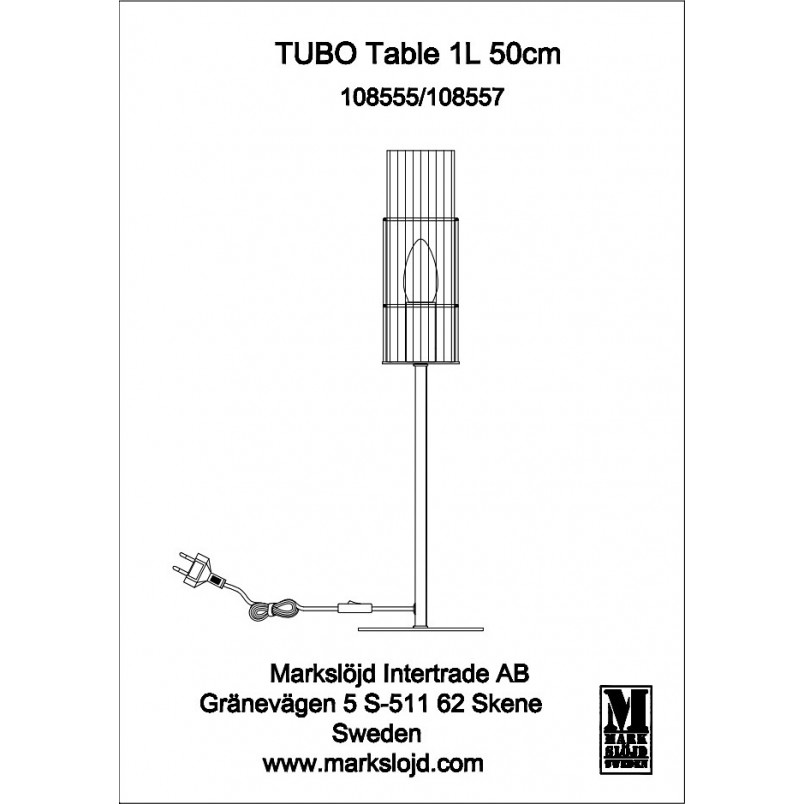 Lampa stołowa szklana Tubo | Markslojd - Elegancki design