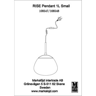 Lampa wisząca Rise - szkło białe, Markslojd | Kup teraz!