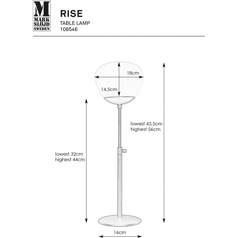 Lampa stołowa Rise Small biała Markslojd | Elegancki design