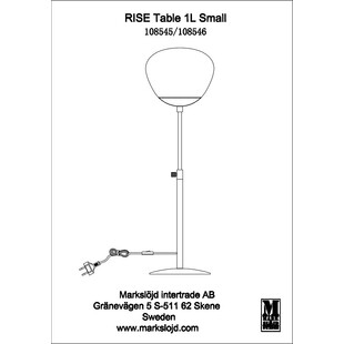 Lampa stołowa Rise Small biała Markslojd | Elegancki design
