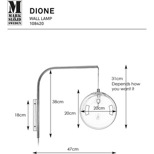 Kinkiet wiszący Dione - szkło białe/czarne | Markslojd
