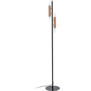 Lampa podłogowa 2 punktowa Madera drewniany / czarny Zumaline
