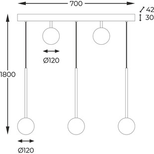 Lampa wisząca szklane kule Ali V 70cm biały / czarny / złoty Zumaline