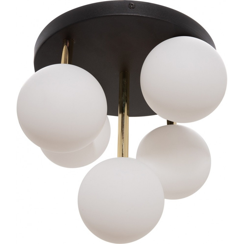 Lampa Sufitowa Ali Round - Szkło, Biały/Czarny/Złoty | Zumaline