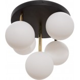 Lampa Sufitowa Ali Round - Szkło, Biały/Czarny/Złoty | Zumaline