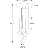Lampa wisząca szklane kule Ali VII 35cm biały / czarny / złoty Zumaline