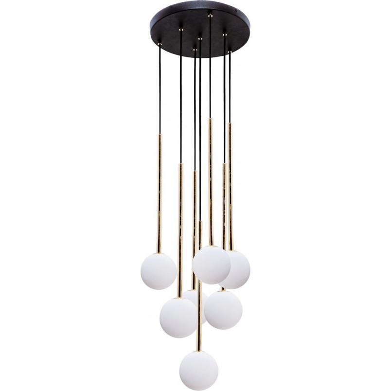 Lampa wisząca szklane kule Ali VII 35cm biały / czarny / złoty Zumaline