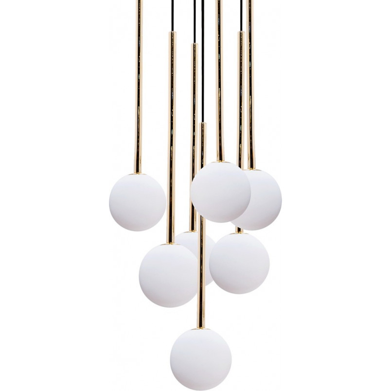 Lampa wisząca szklane kule Ali VII 35cm biały / czarny / złoty Zumaline