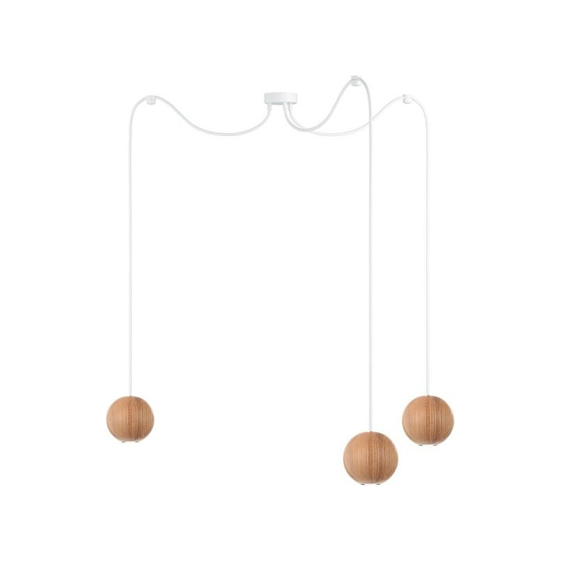 Lampa Wisząca "Pająk" Drewniane Kule | Kolorowe Kable