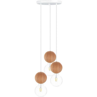 Lampa wisząca Sferni | 3 drewniane kule | Kolorowe kable