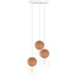 Lampa wisząca Sferni | 3 drewniane kule | Kolorowe kable