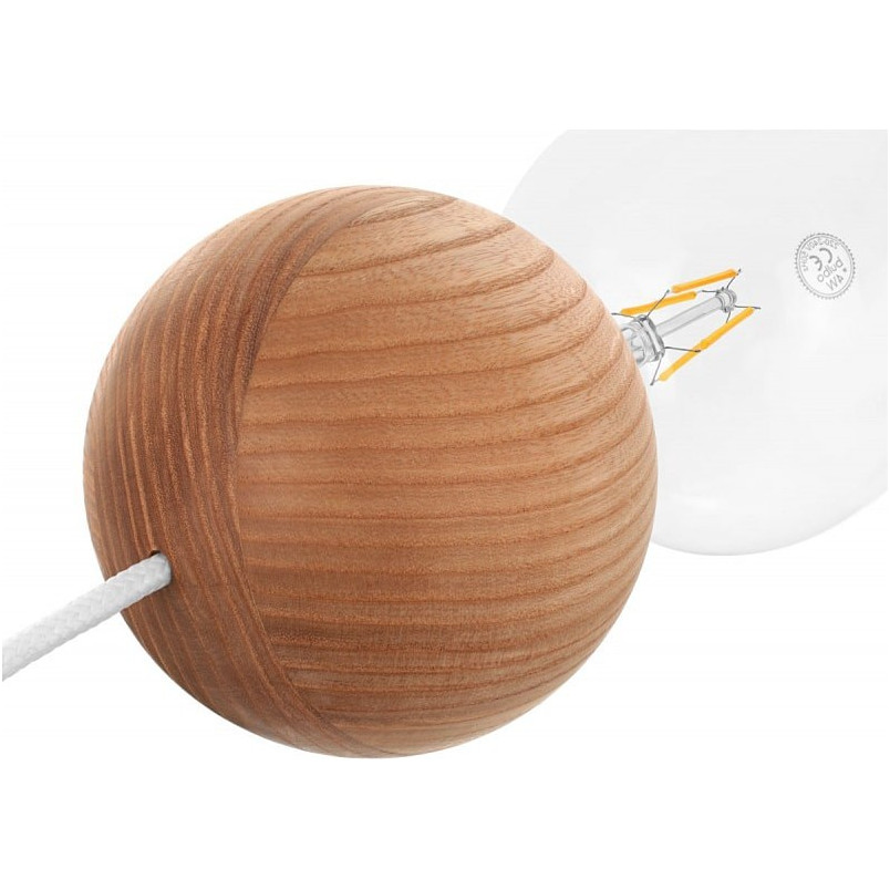 Lampa wisząca Sferni | 3 drewniane kule | Kolorowe kable