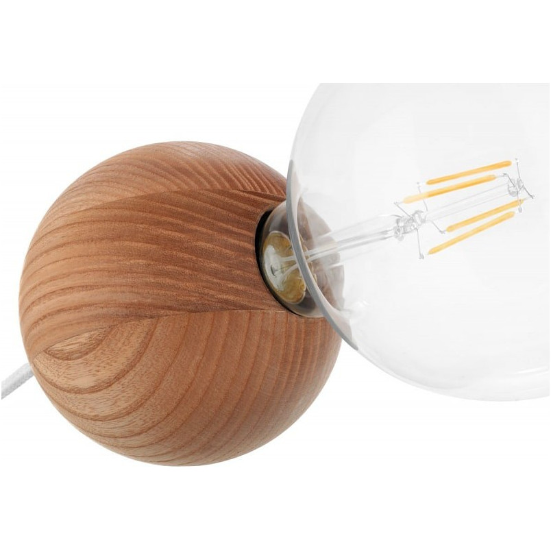 Lampa wisząca Sferni | 3 drewniane kule | Kolorowe kable