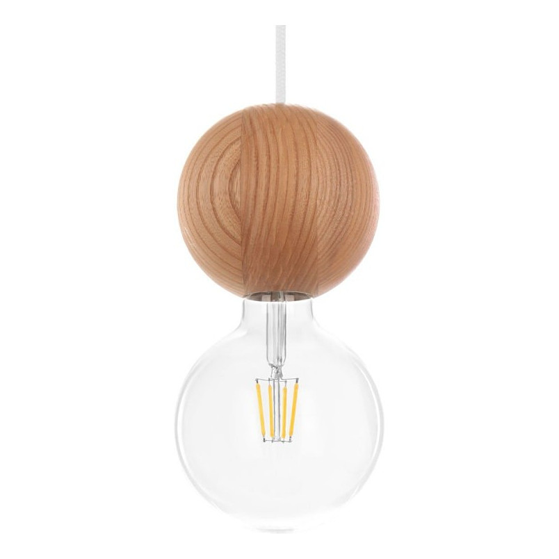 Lampa wisząca Sferni | 3 drewniane kule | Kolorowe kable