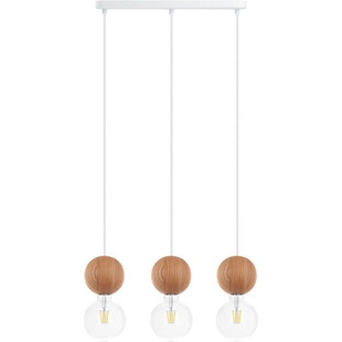 Lampa wisząca drewniane kule Sferni III | Kolorowe kable