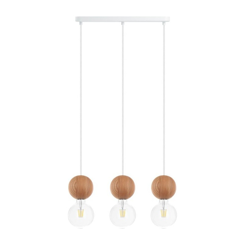 Lampa wisząca drewniane kule Sferni III | Kolorowe kable