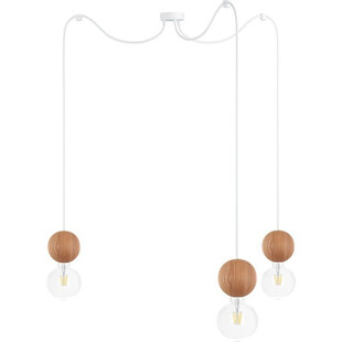 Lampa Wisząca Drewniane Kule Sferni III | Kolorowe Kable