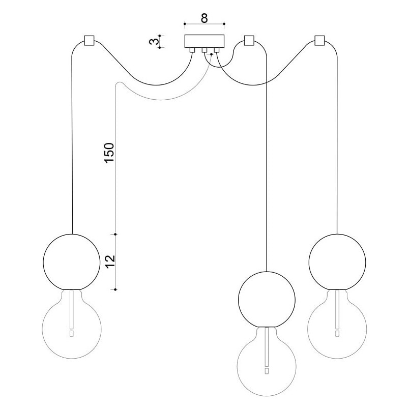 Lampa Wisząca Drewniane Kule Sferni III | Kolorowe Kable