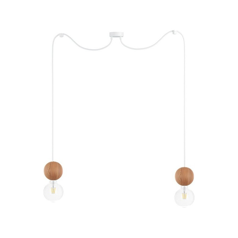 Lampa Wisząca Drewniane Kule Sferni II | Kolorowe Kable