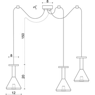 Lampa wisząca drewniana "Pająk" Cono III | Kolorowe Kable