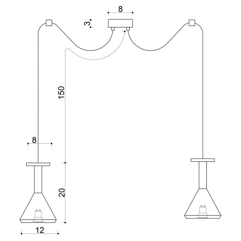 Lampa wisząca "Pająk" Cono II | Drewno, Sklejka | Kolorowe Kable