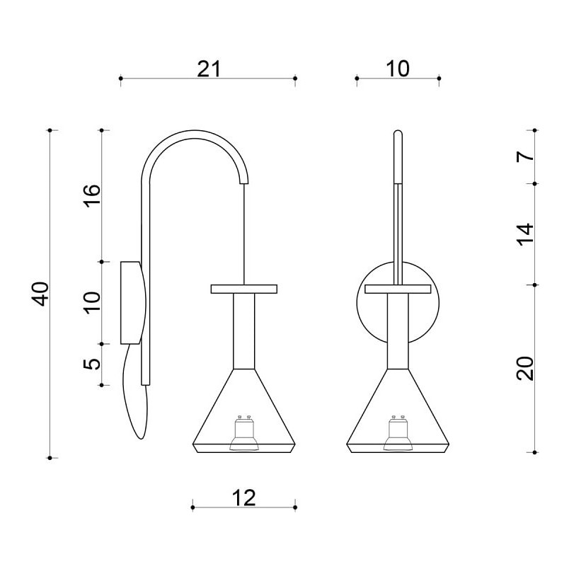 Kinkiet drewniany Cono Mini | Skandynawski design | Kolorowe Kable