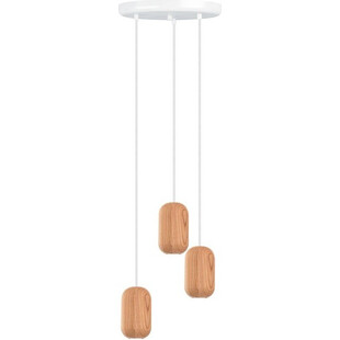 Lampa wisząca potrójna drewniana Barille Mini III Kolorowe kable