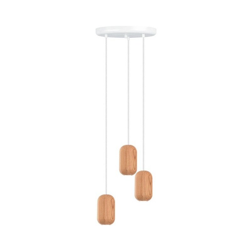 Lampa wisząca drewniana Barille Mini III | Kolorowe kable