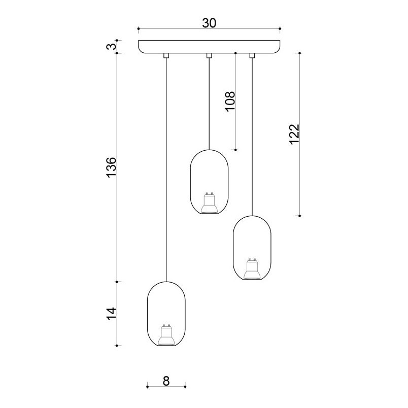 Lampa wisząca drewniana Barille Mini III | Kolorowe kable
