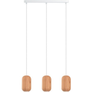 Lampa wisząca potrójna drewniana na listwie Barille Mini III Kolorowe kable
