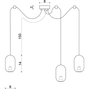 Lampa wisząca Pająk Barille Mini III | Drewno, Kolorowe kable
