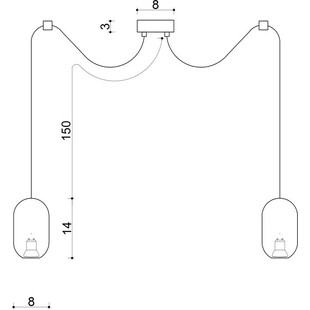 Lampa wisząca "Pająk" Barille Mini II | Drewno, Kolorowe Kable