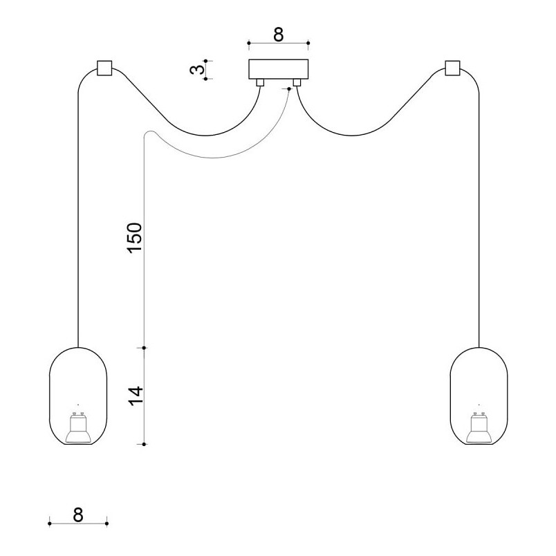 Lampa wisząca "Pająk" Barille Mini II | Drewno, Kolorowe Kable
