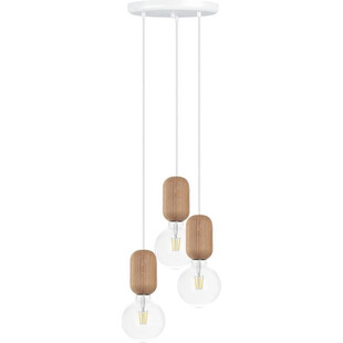 Lampa wisząca potrójna drewniana Barille III Kolorowe kable