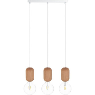 Lampa wisząca potrójna drewniana na listwie Barille III Kolorowe kable