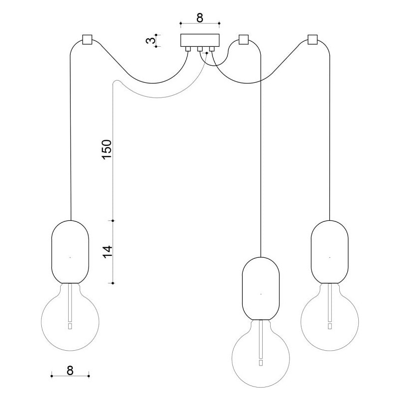 Lampa Wisząca Pająk Barille III | Drewno, Kolorowe Kable