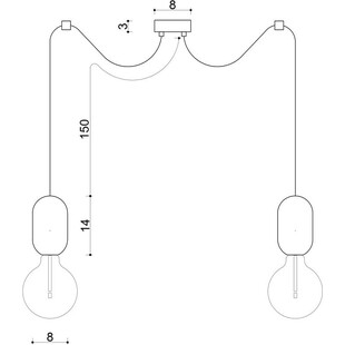 Lampa wisząca "Pająk" Barille II | Drewno, Kolorowe Kable
