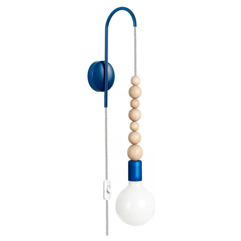 Kinkiet drewniany Loft Sfarer | Niebieski | Kolorowe Kable