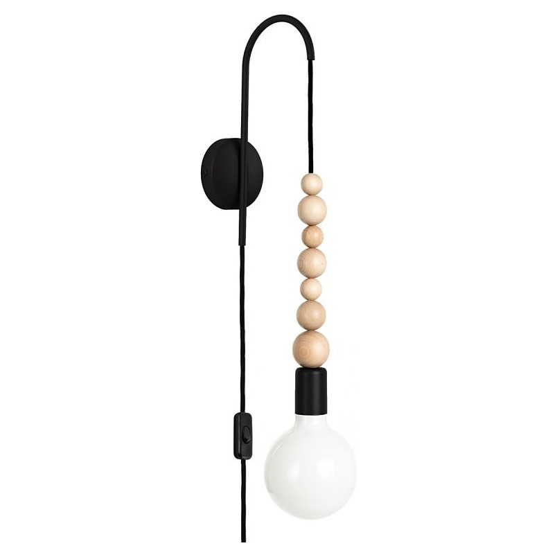 Kinkiet drewniany Loft Sfarer czarny | Kolorowe Kable