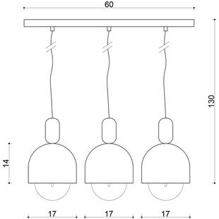 Lampa wisząca skandynawska na listwie Loft Ovoi III 60cm biała Kolorowe kable