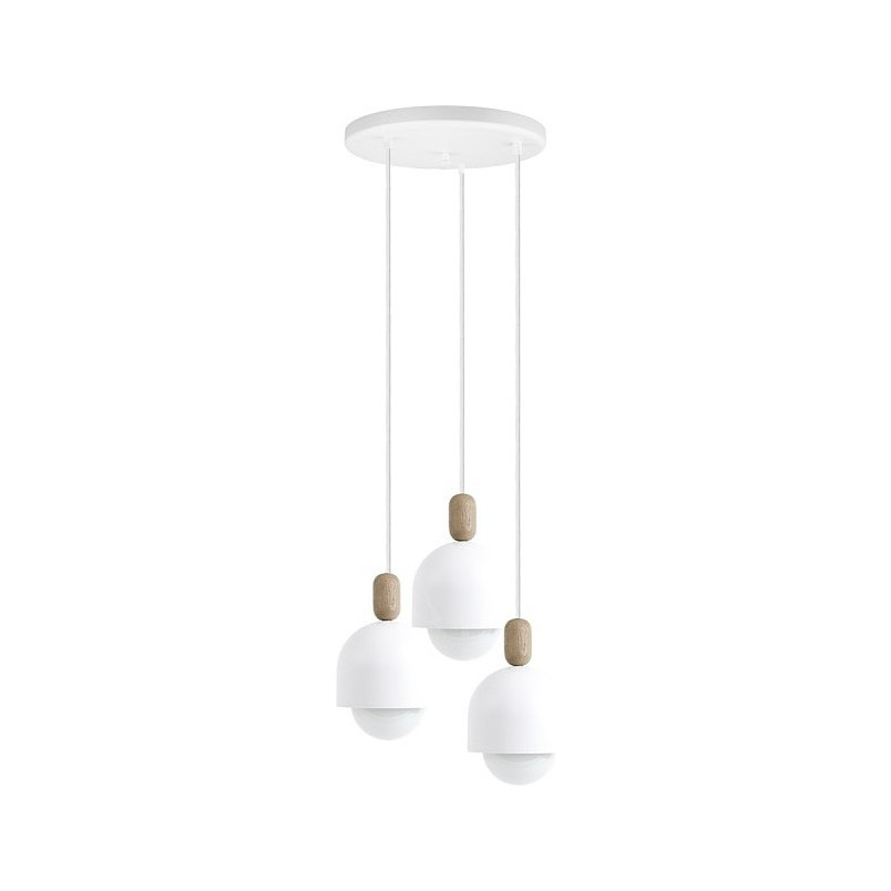 Lampa wisząca skandynawska potrójna Loft Ovoi Round III 30cm biała Kolorowe kable