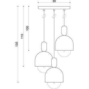 Lampa wisząca skandynawska potrójna Loft Ovoi Round III 30cm biała Kolorowe kable
