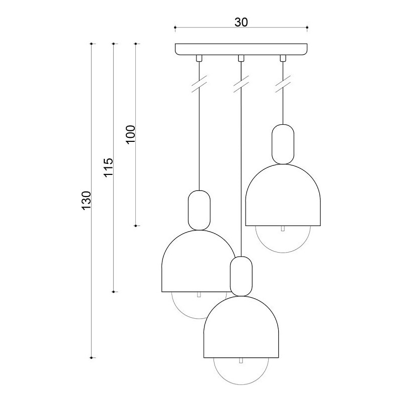 Lampa wisząca skandynawska potrójna Loft Ovoi Round III 30cm biała Kolorowe kable