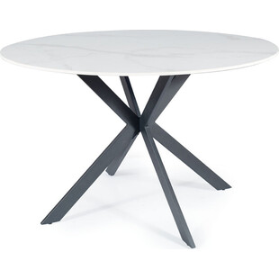 Stół okrągły ceramiczny Talia 120cm biały marmur / czarny mat Signal