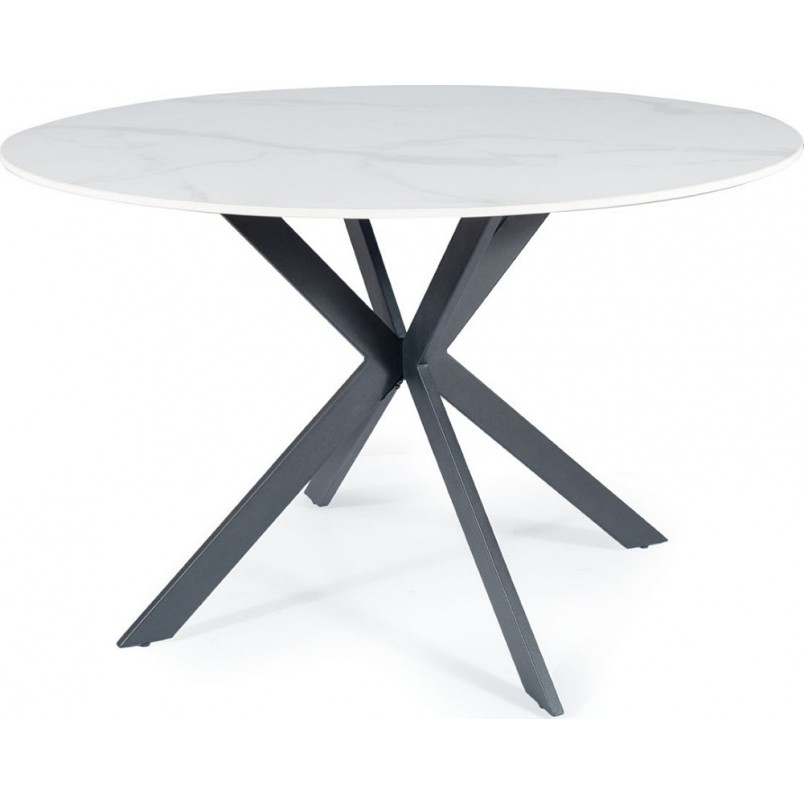 Stół okrągły ceramiczny Talia 120cm biały marmur / czarny mat Signal