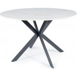 Stół okrągły ceramiczny Talia 120cm biały marmur / czarny mat Signal