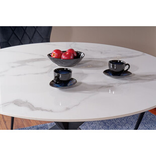 Stół okrągły ceramiczny Talia 120cm biały marmur / czarny mat Signal