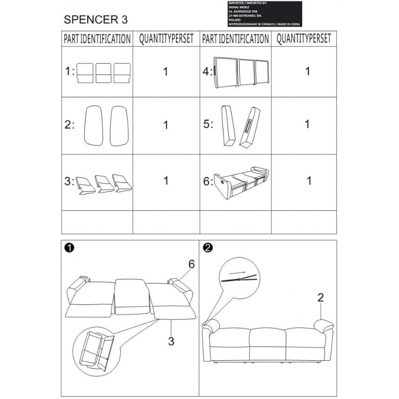 Sofa rozkładana Spencer III Velvet szara | Signal - Komfort i styl