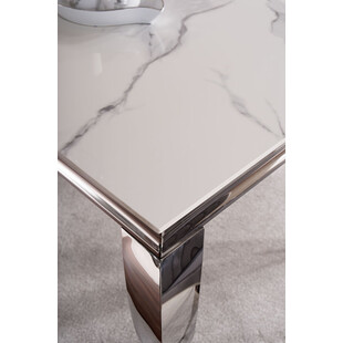 Stół glamour Prince Signal 180x90cm - Biały Calacatta, Chrom | Kup Teraz!