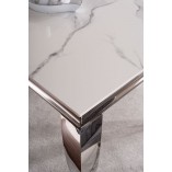 Stół glamour Prince Signal 180x90cm - Biały Calacatta, Chrom | Kup Teraz!